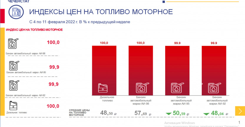 Индексы цен на топливо моторное (c 4 по 11 февраля 2022 года)