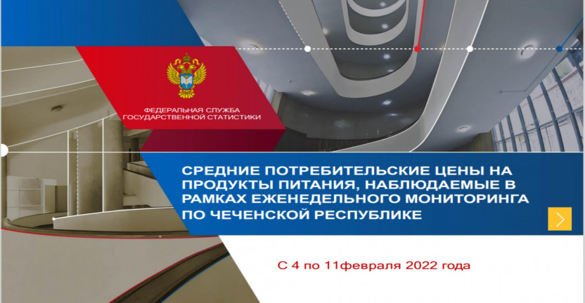 Средние потребительские цены на продукты питания, наблюдаемые в рамках  еженедельного мониторинга по Чеченской Республике (с 4 по 11 февраля 2022 года)