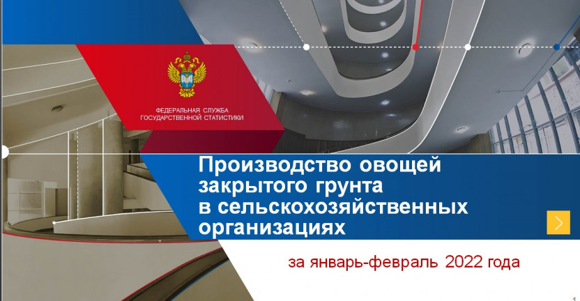 Производство овощей закрытого грунта в сельскохозяйственных организациях за январь-февраль 2022 года